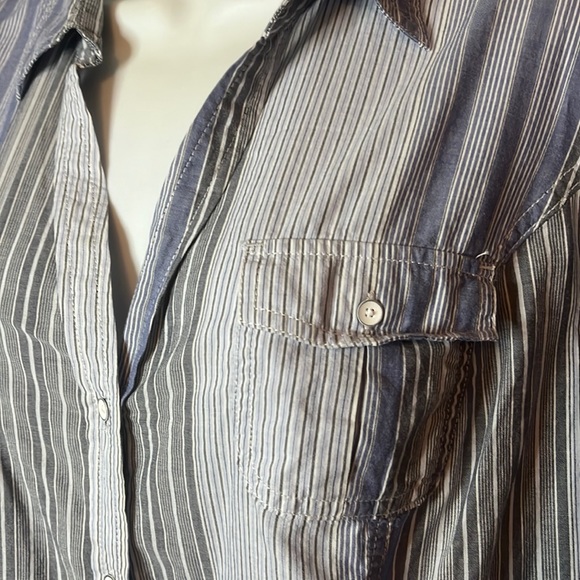 Tommy Hilfiger Women's Blue/Periwinkle Striped Long Sleeve Button-Up Shirt XL - Picture 5 of 12